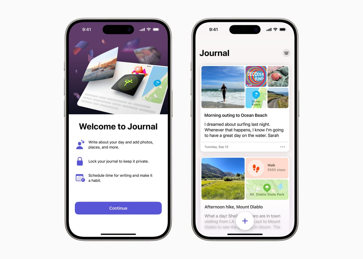 Apple 推出「日誌」,這款全新 App 能幫助使用者反思日常時刻和生活中的特別事件