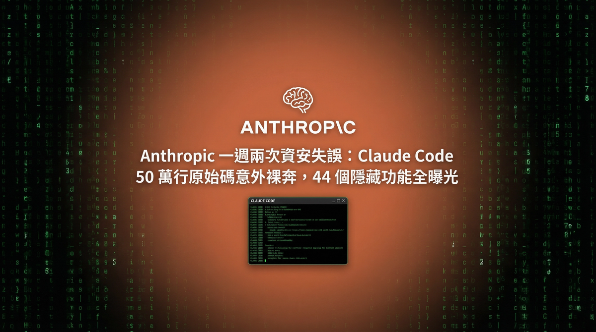 Anthropic 一週兩次資安失誤：Claude Code 50 萬行原始碼意外裸奔，44 個隱藏功能全曝光